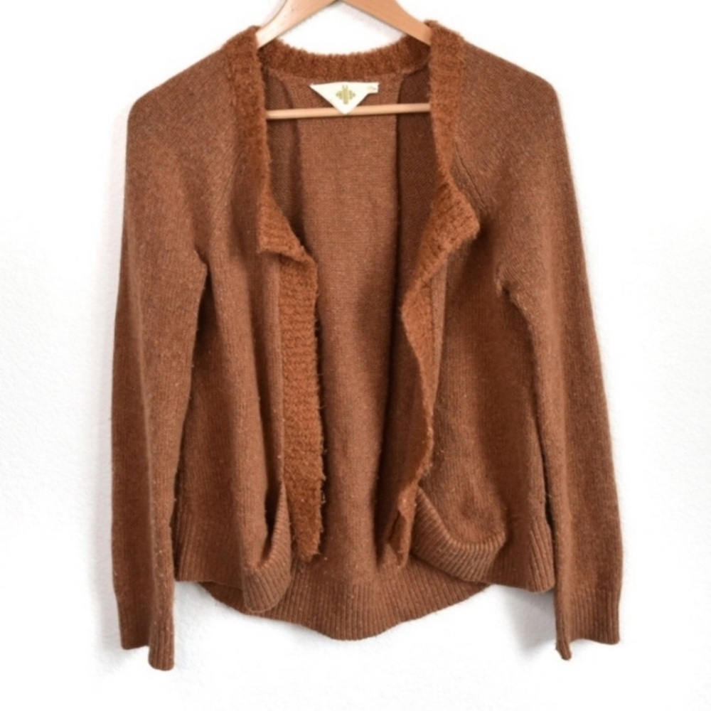 Anthropologie HWR Alpaca Wool Blend Cardigan Sweater Women's with Elbow Patches